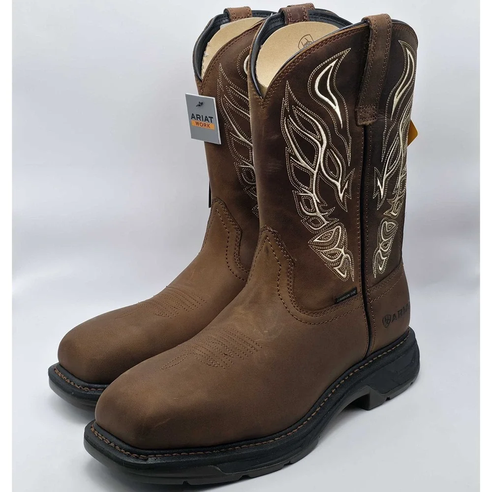 Ariat WorkHog XT Phoenix Carbon Toe Pull On Work Boots Men's 9.5 EE Brown NWT